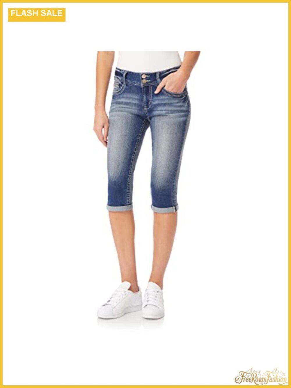 Mid-Rise Insta Stretch Denim Capris with Booty Contour Fit